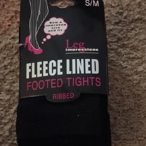 Impressions Black Fleece Lined Footed Tights